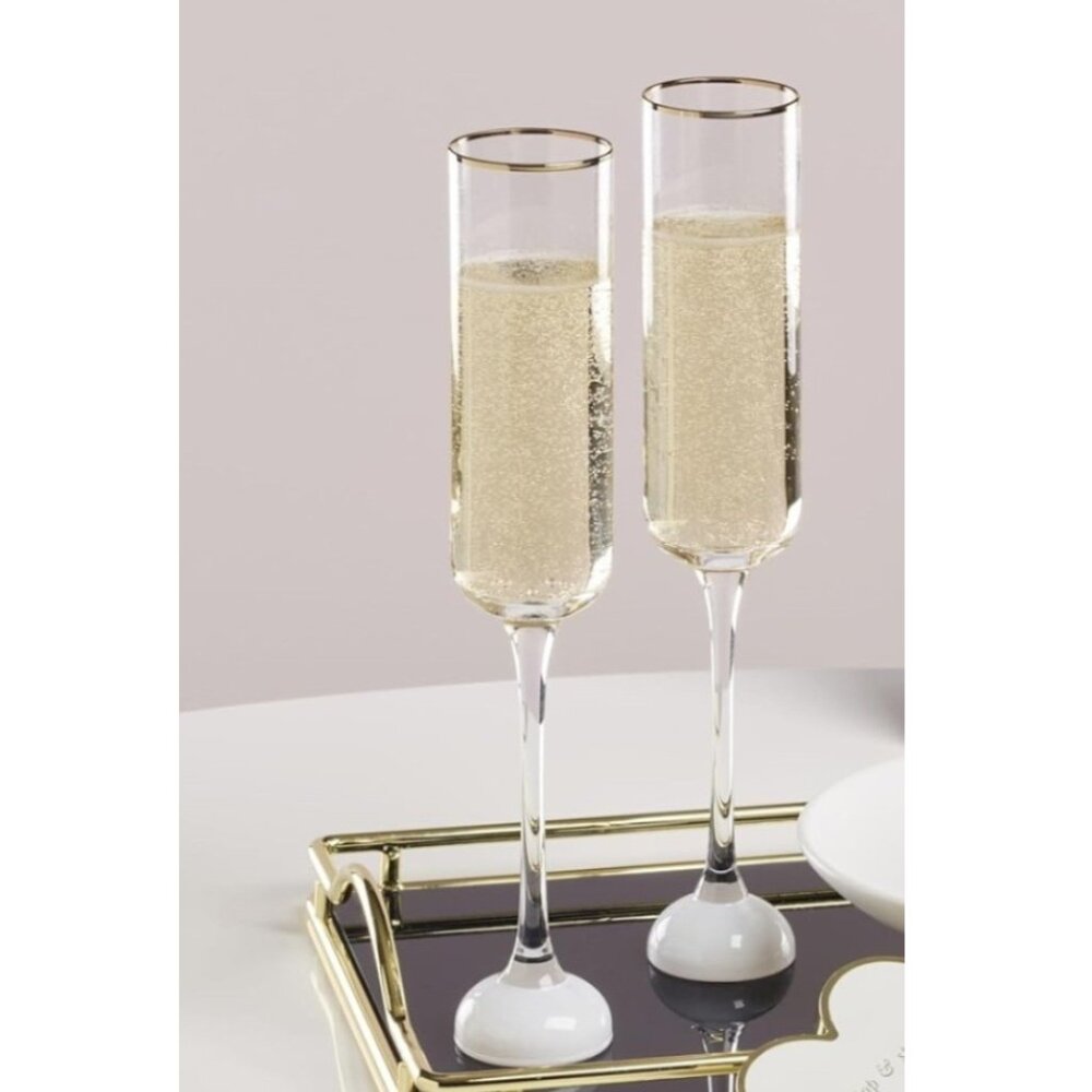 kate spade new york Happily Ever After Toasting Champagne Flutes, Set Of 2, NIB - Picture 5 of 6